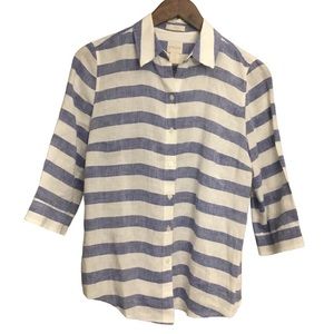 Chico’s Striped Blouse 100% Linen Size S